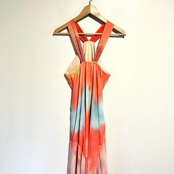 Sundance Maxi Dress Rainbow Sherbet Ombre Flowy Maxi Chiffon Halter BRAND NEW - Picture 7 of 10